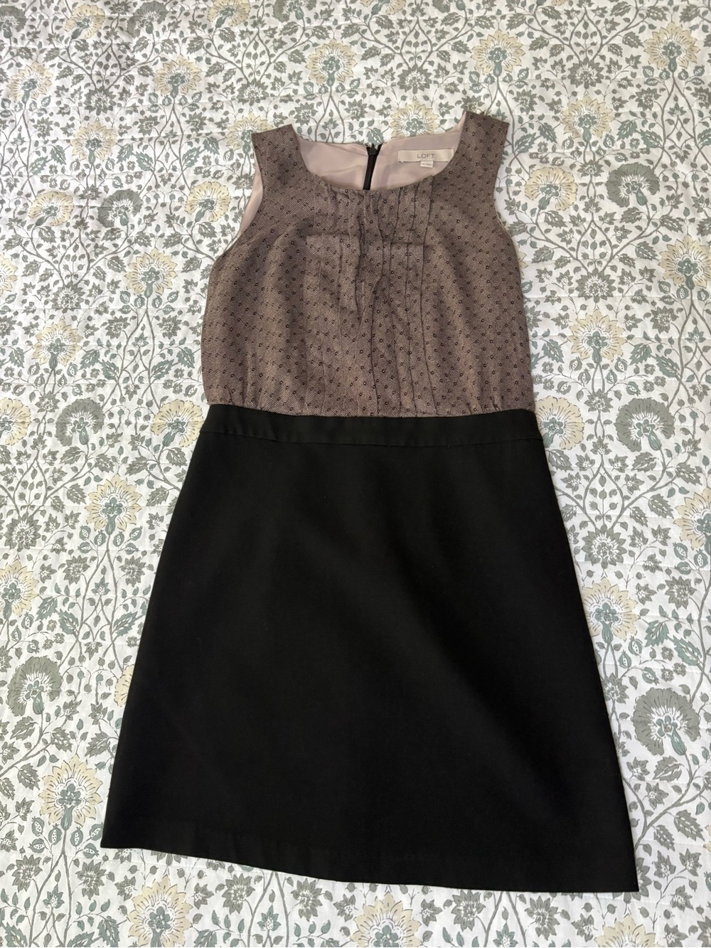 LOFT Sleeveless Mini Dress in Taupe and Black